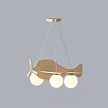 Unique Shape Wooden Airplane Pendant Light With Three Light Bulbs For Kids Room