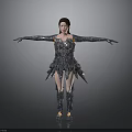 Female Warrior Character With Creature Inspired Mechanical Armor Design 3d model