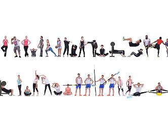 Modern multi-person multi-person sports people 3d model