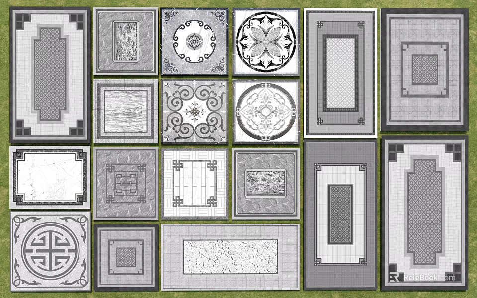 Stone and Wood Flooring and Countertop Designs With Various Intricate Patterns and Textures 3d model 