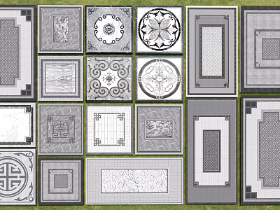 Stone and Wood Flooring and Countertop Designs With Various Intricate Patterns and Textures 3d model