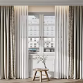 Layered Grey Curtains With White Sheer Panels For Double Window Interior Decor