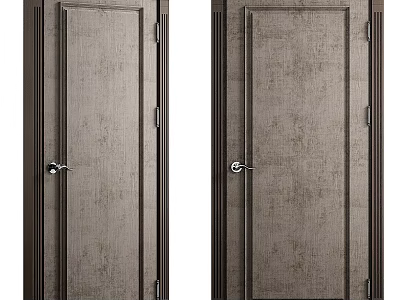 Dark Wooden Interior Doors With Textured Surface And Metal Door Handles Design 3d model