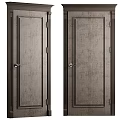 Dark Wooden Interior Doors With Textured Surface And Metal Door Handles Design