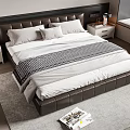 Double bedside table pillow carpet ornaments 3d model