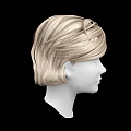 White Head Model With Blonde Short Hair And Natural Facial Features On Black Background