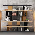 Modern Bookcase Design With Multiple Shelves Books Decorative Items And Floor Lamp