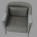 Modern Gray Fabric Single Sofa With Armrest And Black Metal Legs 3d model