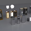 Various Types Of Indoor Waste Bins With Recycling Signs And Different Designs