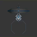 Detailed 3D Mechanical Model With Circular Design Blue Framework And Strip Components