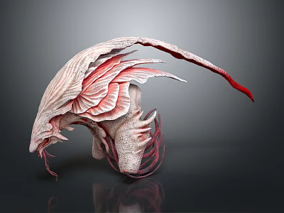 Game And Movie Character Design Of Biomechanical Monster With Red Pink Textures And Tentacles 3d model