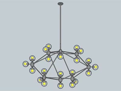 Modern Geometric Chandelier With Spherical Bulbs And Metal Frame Design 3d model
