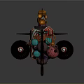 Fantastical Vintage Spacecraft With Colorful Mechanical Parts And Cosmic Design Elements