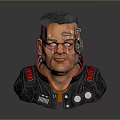 Game Movie Character With Cybernetic Eye And Futuristic Armor Red Black Details Portrait