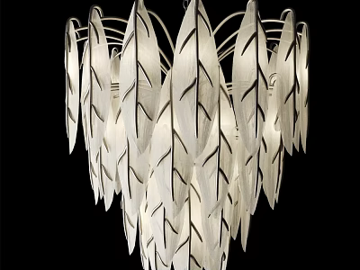 Elegant Leaf Shaped White Chandelier With Black Accent Lines For Modern Interiors 3d model