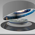 Modern Sand Table Display With Starry Galaxy Sky And Urban Cityscape View