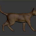 Orange Domestic Cat Walking On Gray Surface With Side View And Reflection 3d model