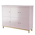 Modern White Dresser With Six Doors Golden Handles And Golden Legs