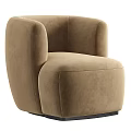 Beige Velvet Upholstered Modern Single Sofa with Rounded Armrests Plush Seat and Sturdy Base