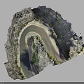 Scenic Natural Landscape with Winding River Rocky Terrain and Green Vegetation