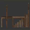 Traditional Wooden Structure Design With Platform Floor Railing And Pillars
