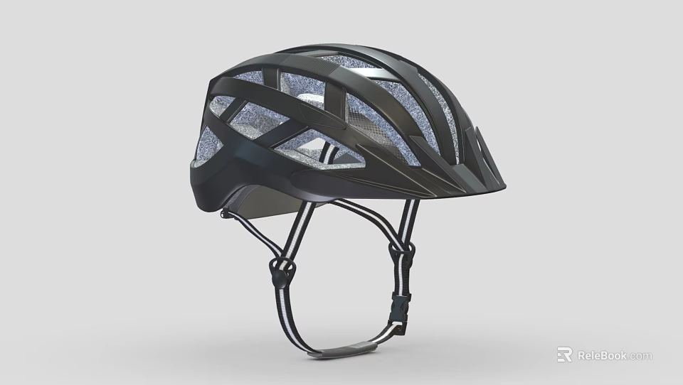 Modern Lightweight Ventilated Helmet Design With Cross Strap Structure And Transparent Panels 3d model 