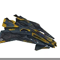 Futuristic Cosmic Spaceship With Aerodynamic Structure And Yellow Brown Accents