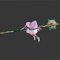 Decorative Hanging Beam With Pink Kimono Girl And Blue Golden Lantern