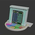 White Architectural 3D Model With Grille Design And Circular Base Structure