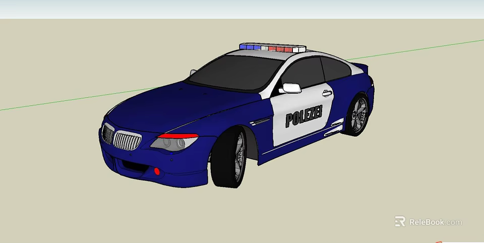 Blue Police Car With Emergency Lights And POLICE Markings On Body 3d model 
