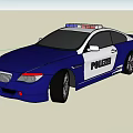 Blue Police Car With Emergency Lights And POLICE Markings On Body