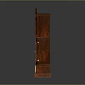Antique Wooden Grandfather Clock With Carved Details Blue Gold Dial And Pendulum