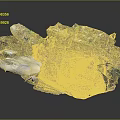 Colorful Textured Terrain Model With Rock Formations Vegetation And Mossy Surfaces