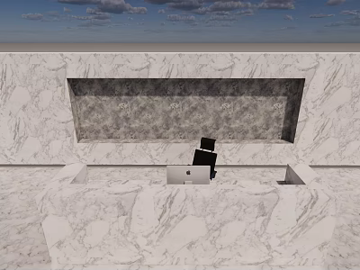 Modern Minimalist Reception Desk With Sleek Marble Surface In Office Interior 3d model