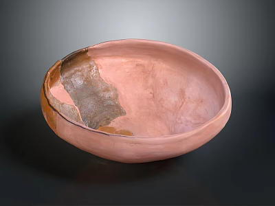 Handcrafted Pink Ceramic Bowl With Metallic Accent As Decorative Household Item 3d model