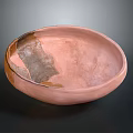 Handcrafted Pink Ceramic Bowl With Metallic Accent As Decorative Household Item