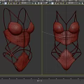Red Lace Bodysuit with Crisscross Straps and Sheer Mesh Fabric for Women Fashion