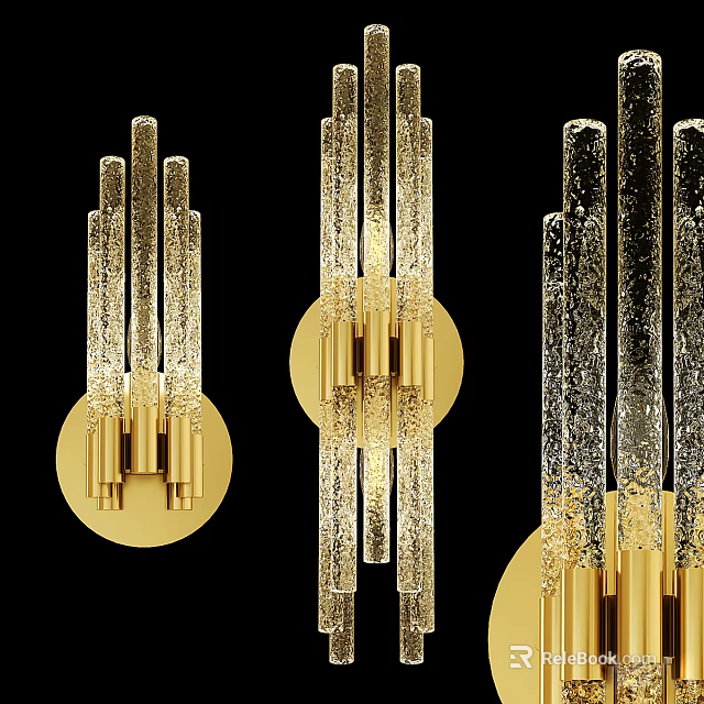 Elegant Modern Gold Crystal Decorative Wall Lamp With Hanging Design Elements 3d model