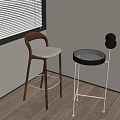 Modern Stylish Bar Stools With Wooden Frame And Round Black Seat Design