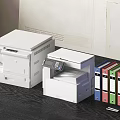 Efficient Office Appliances With Multifunction Printer And Colorful File Folders In Office Workspace 3d model