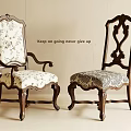 Classic Dining Chairs with Carved Wooden Frames Patterned Upholstered Seats and Ornate Backrests