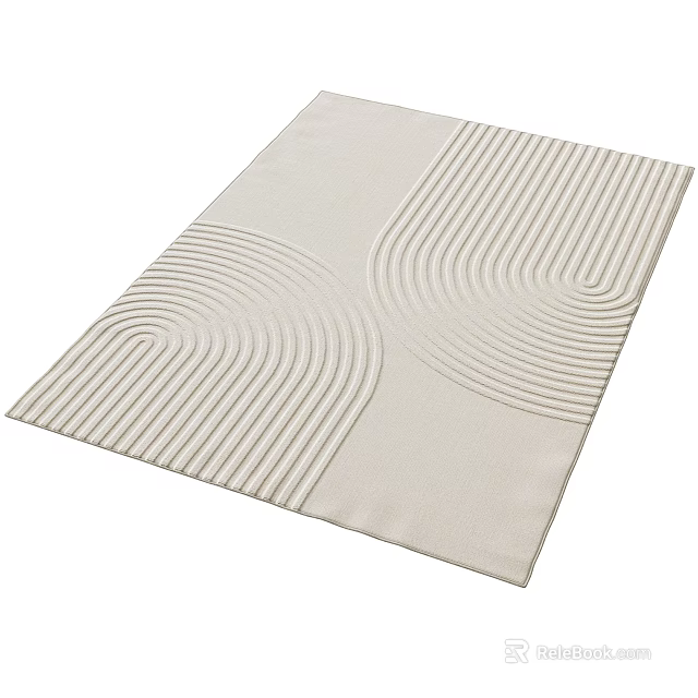 Modern Square Area Rug With Light Colored Geometric Line Patterns 3d model