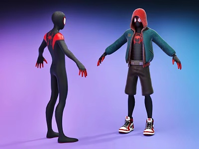 Spider Man Miles Morales Two Distinct Costumes 3d model
