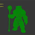 Fantasy Beast Character With Blue Purple Hair Holding Orb Top Staff And Fur Armor