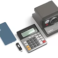 Essential Digital Devices Including Smartphone Calculator Polaroid Camera and USB Flash Drive 3d model
