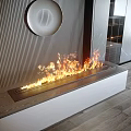Modern Linear Fireplace with Flames in Elegant Contemporary Home Interior 3d model