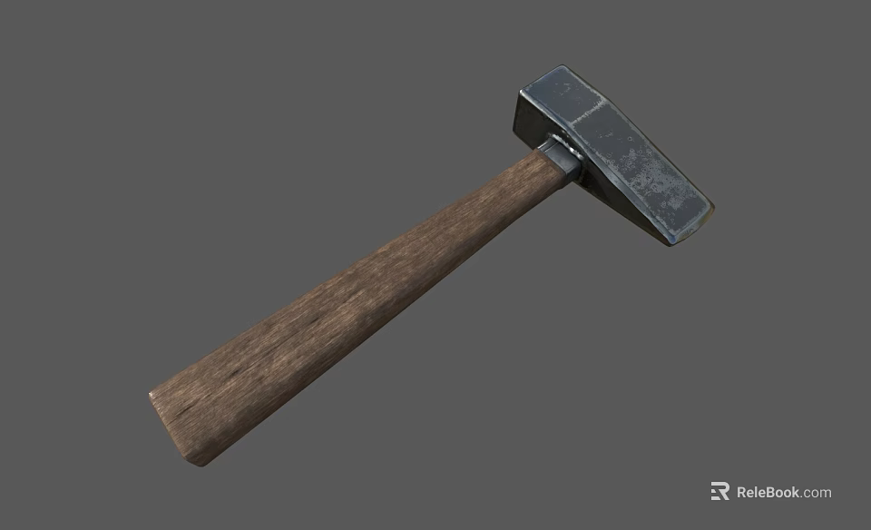 Durable Hardware Tool Hammer with Wooden Handle and Metal Head for DIY Projects 3d model 