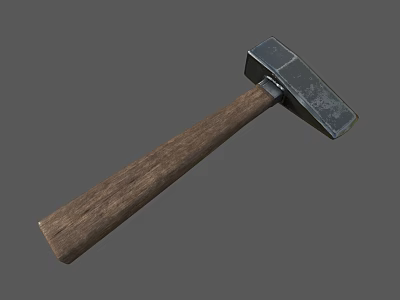 Durable Hardware Tool Hammer with Wooden Handle and Metal Head for DIY Projects 3d model