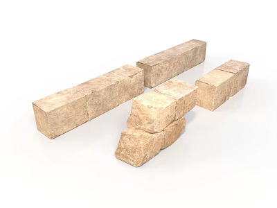 Light Brown Natural Stone Blocks With Different Shapes For Construction Decorative Use 3d model