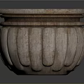 Rustic Textured Flower Planter With Ribbed Design Wide Rim And Weathered Surface